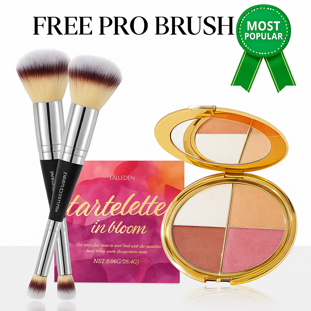 LumiGlow Radiance Eye & Cheek Highlight Palette + Bonus Brush