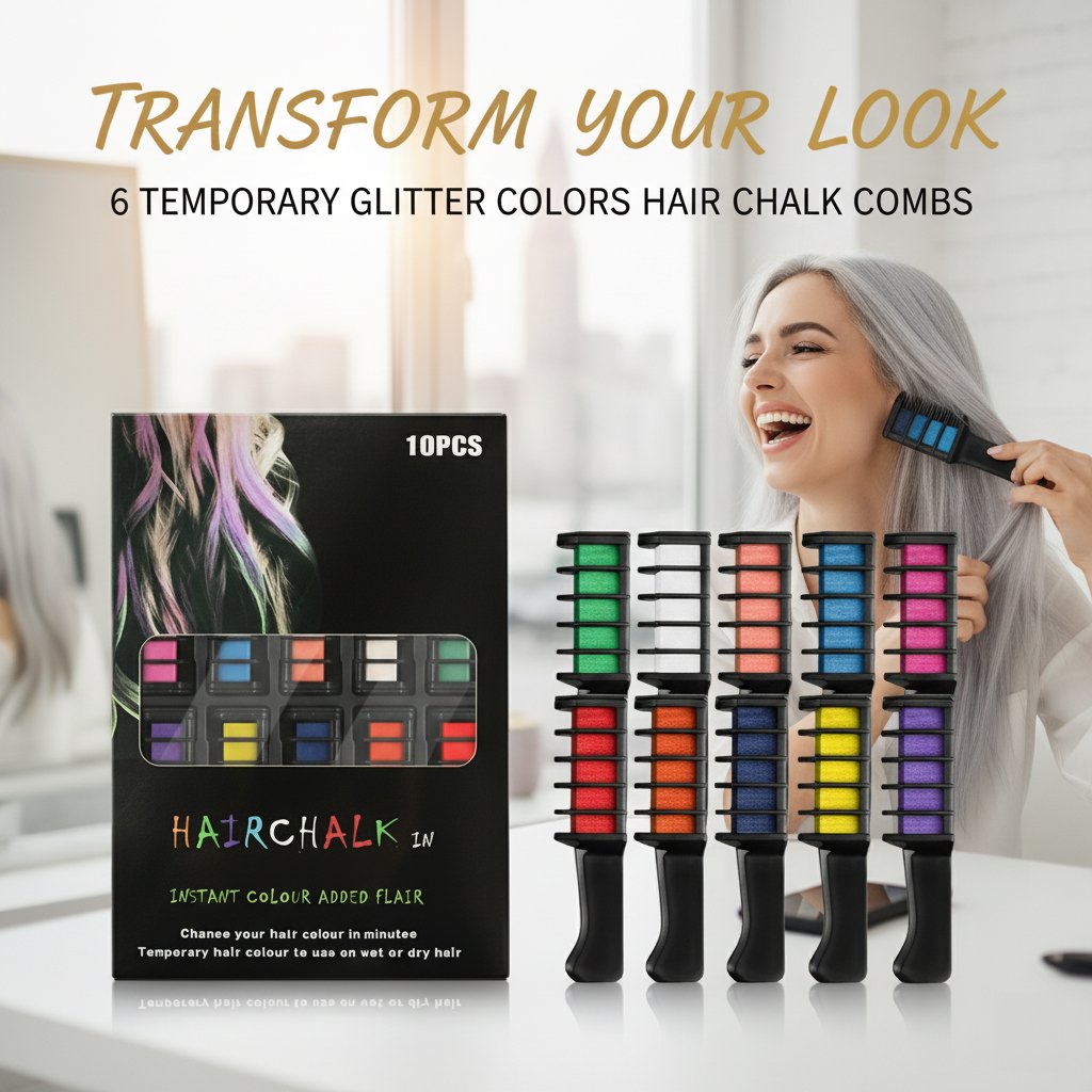 ChromaCombs™ – Instant Washable Hair Colour Brushes (10 Vibrant Shades)