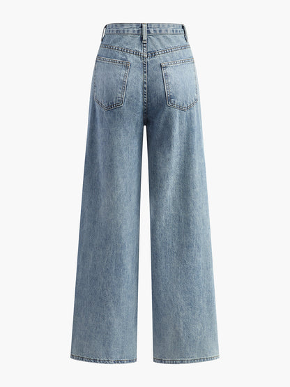 Asymmetric Waist Wide-Leg Jeans