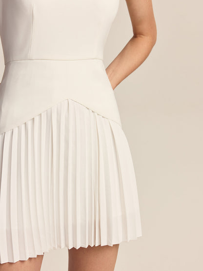 Pleated Hem Mini Dress
