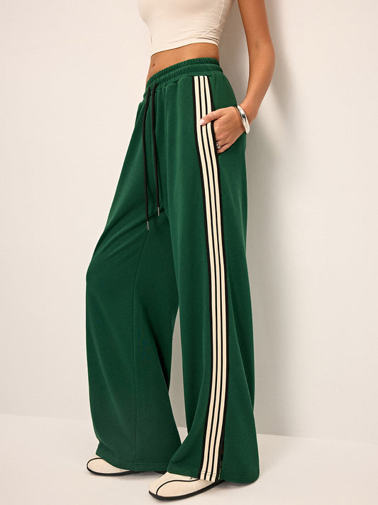 Side Stripe Wide-Leg Sweatpants