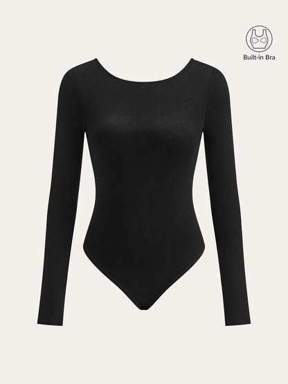 Bra-Free Long Sleeve Backless Bodysuit