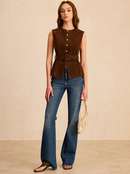 Suede Vest with Belt