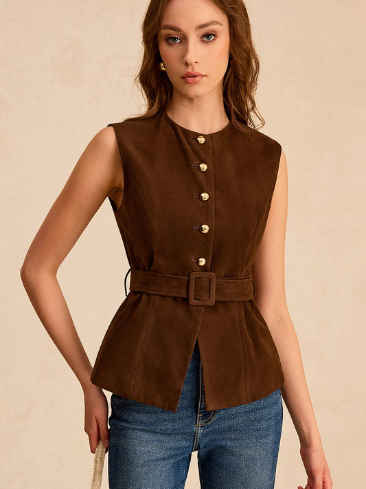 Suede Vest with Belt
