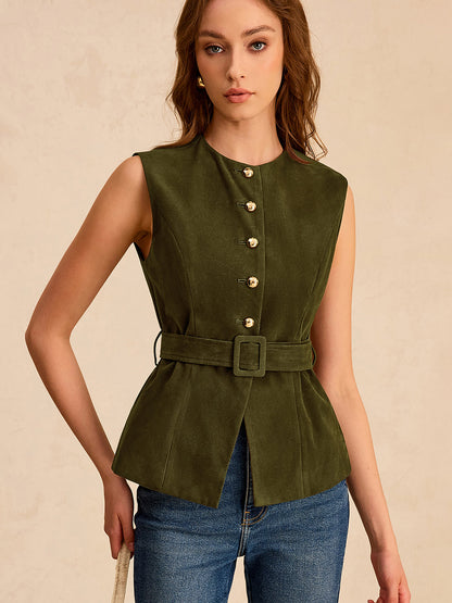 Suede Vest with Belt