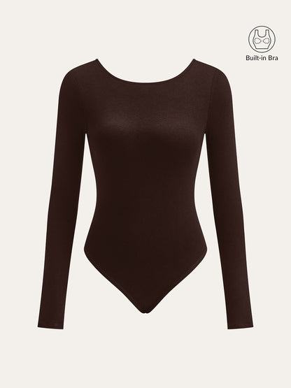 Bra-Free Long Sleeve Backless Bodysuit