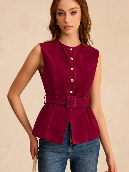 Suede Vest with Belt