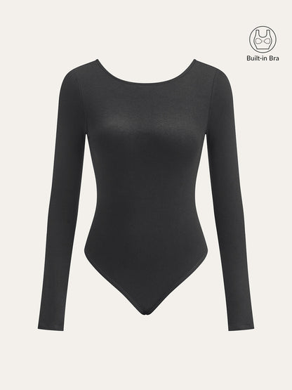 Bra-Free Long Sleeve Backless Bodysuit