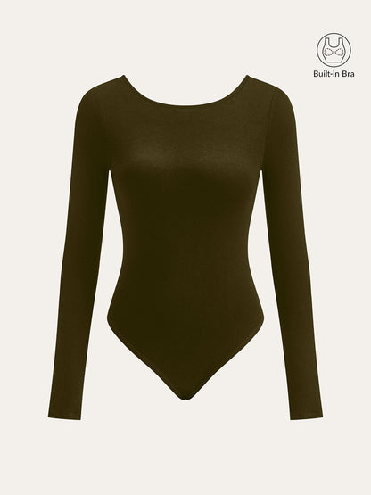 Bra-Free Long Sleeve Backless Bodysuit