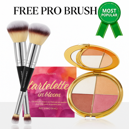 LumiGlow Radiance Eye & Cheek Highlight Palette + Bonus Brush