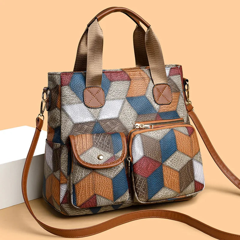 The Solara Mosaic Leather Shoulder Bag