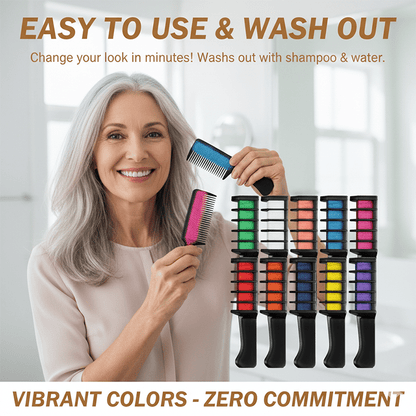 ChromaCombs™ – Instant Washable Hair Colour Brushes (10 Vibrant Shades)